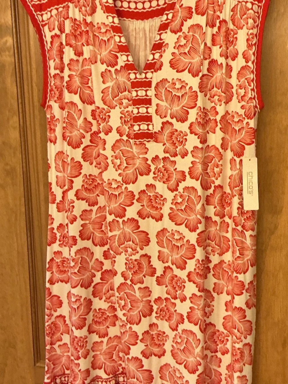 NWT Chico’s Sleeveless Red&White Floral Dress Chico’s size 3 (16/xl)